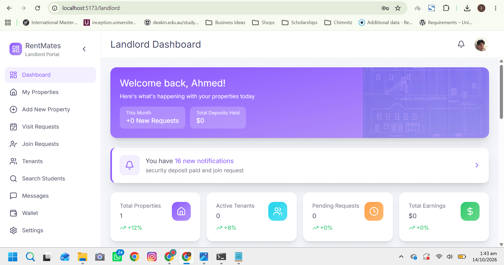 Landlord dashboard