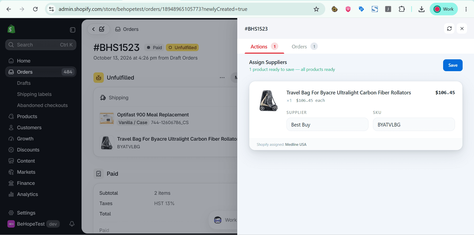 Order Placement Extension